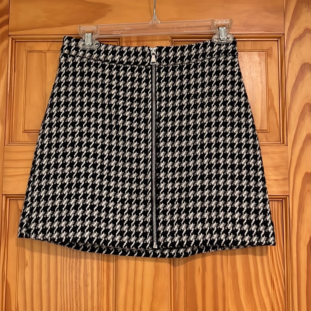 Express Houndstooth Print Zip-up Skirt